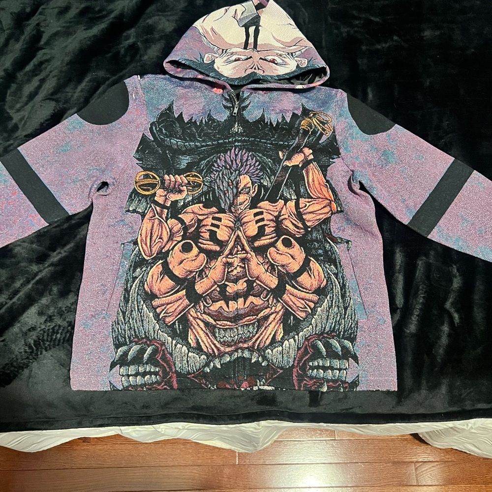 JJK Anime tapestry Zip Up Sweater